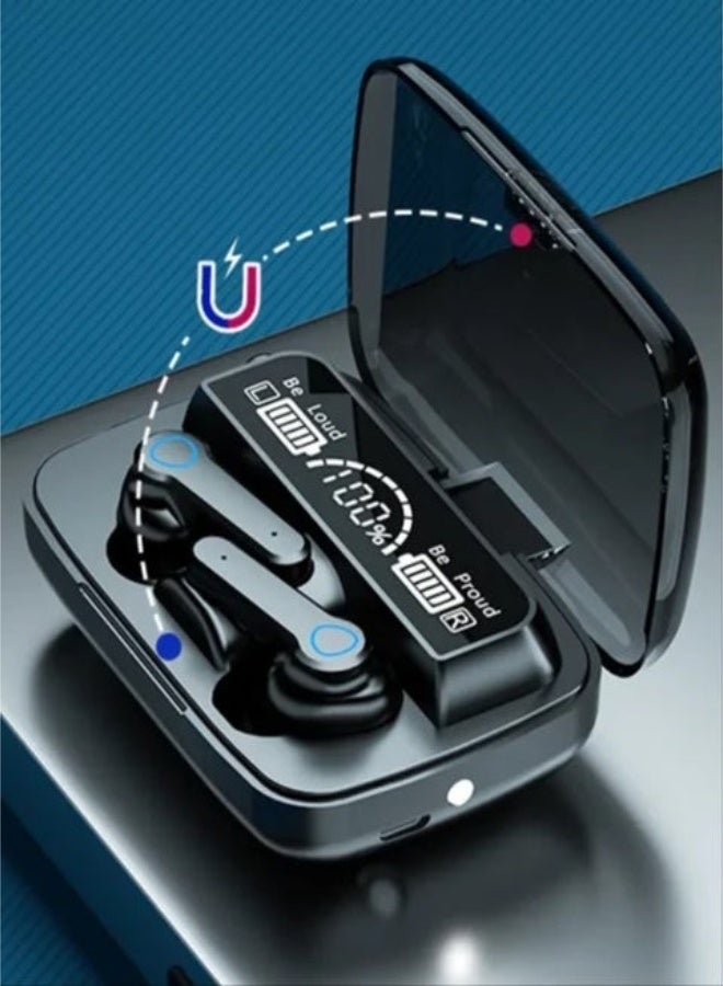 M19 Bluetooth Earbud, Wireless Headphones,Noise Cancelling,Bass Stress,Sports Gaming Headset with Mic LED Power Display Intelligente Touch Control Black - Image 5